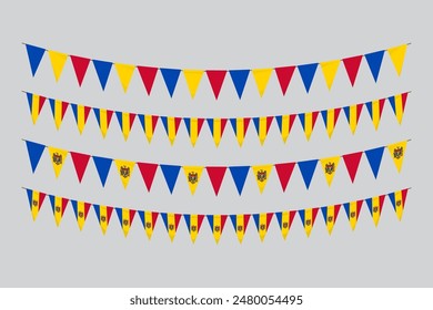 Flags isolated. Moldova paper bunting. flags birthday, anniversary, celebrate event.