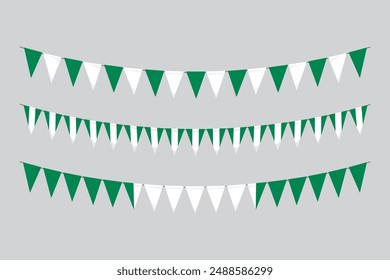 Flags isolated. Nigeria paper bunting. flags birthday, anniversary, celebrate event.