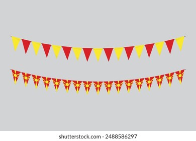 Flags isolated. North Macedonia paper bunting. flags birthday, anniversary, celebrate event.