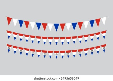 Banderas aisladas. Papel de Paraguay bunting. banderas de cumpleaños, aniversario, celebrar evento.