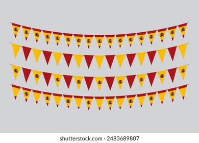 Flags isolated. Spain paper bunting. flags birthday, anniversary, celebrate event.