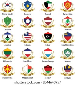 flags Isolated world flag. Isolated on white background. Vector illustration.