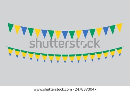 Flags isolated.Gabon paper bunting. flags birthday, anniversary, celebrate event.