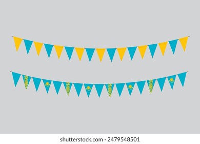 Flags isolated.Kazakhstan paper bunting. flags birthday, anniversary, celebrate event.