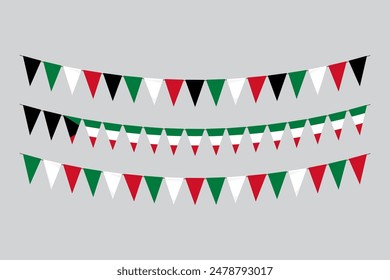 Flags isolated.Kuwait paper bunting. flags birthday, anniversary, celebrate event.