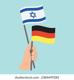 Flags of Israel and Germany, Hand Holding flags