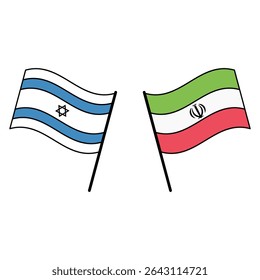 flags of israel and iran icon vector illustration