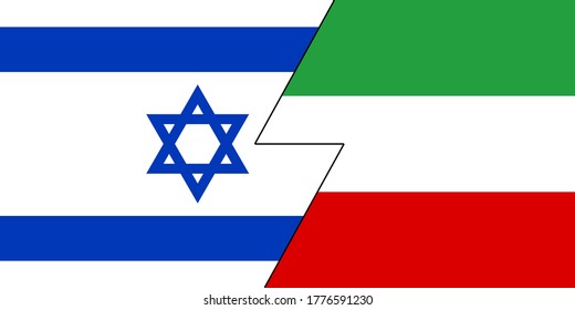 flags of the Israel and Iran in the same image. Confrontation between the Israel and Iran