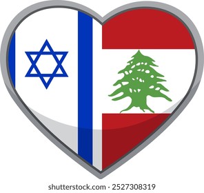 Flags of Israel and Lebanon in a heart shape