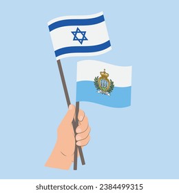 Flags of Israel and San Marino, Hand Holding flags