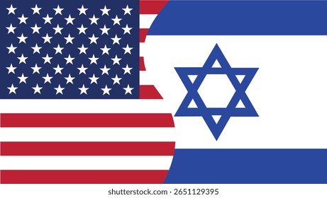 The flags of Israel and the United States joined together symbolize a strong alliance, shared values, and enduring partnership rooted in mutual respect, cooperation, and friendship.