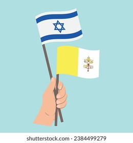 Flags of Israel and Vatican City, Hand Holding flags