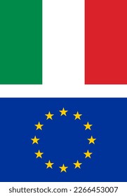 Flags of Italy and the European Union