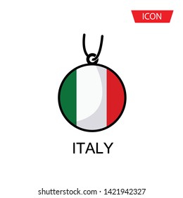 Flags of italy in the form of circular pendants icon  isolated on white background.