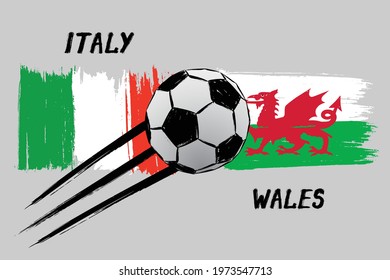 Flags Of Italy And Wales - Icon For Euro Football Championship Qualify - Grunge