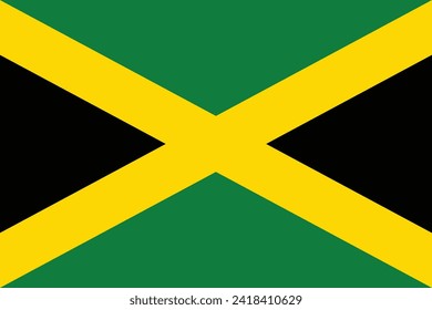Flags of Jamaica. Flat element design. National Flag. White isolated background 