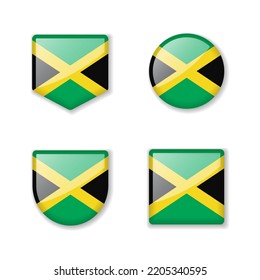 Flags of Jamaica - glossy collection. Set of vector illustrations