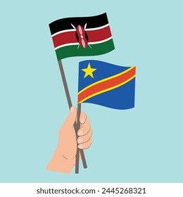 Flags of Kenya and the Democratic Republic of the Congo, Hand Holding flags
