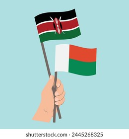 Flags of Kenya and Madagascar, Hand Holding flags