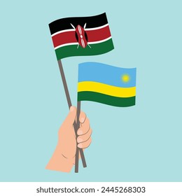 Flags of Kenya and Rwanda, Hand Holding flags