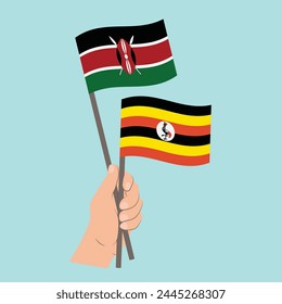 Flags of Kenya and Uganda, Hand Holding flags