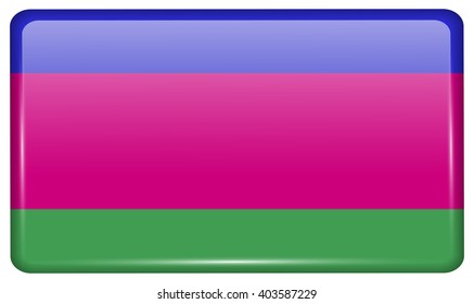 Flags of Kuban Republic in the form of a magnet on refrigerator with reflections light. Vector illustration