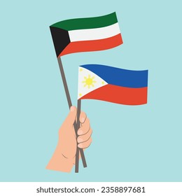 Flags of Kuwait and the Philippines, Hand Holding flags