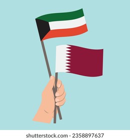 Banderas de Kuwait y Qatar, portadoras de banderas