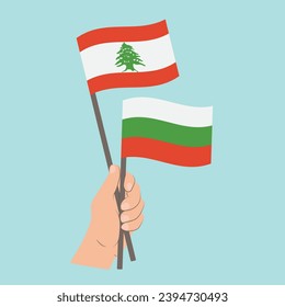 Flags of Lebanon and Bulgaria, Hand Holding flags