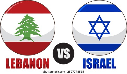 Flags of Lebanon and Israel with VS symbol