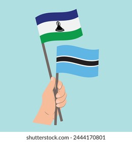 Flags of Lesotho and Botswana, Hand Holding flags