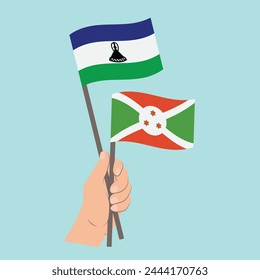 Flaggen von Lesotho und Burundi, Handfahnen