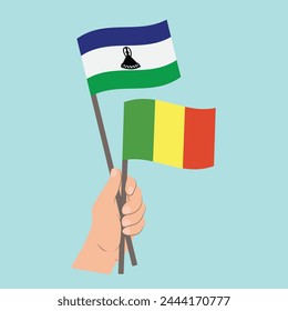 Flaggen von Lesotho und Mali, Handfahnen