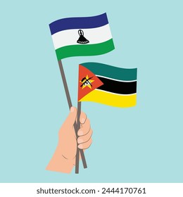 Banderas de Lesoto y Mozambique, Banderas de mano