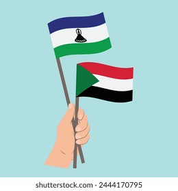 Flags of Lesotho and Sudan, Hand Holding flags