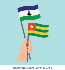 Flags of Lesotho and Togo, Hand Holding flags