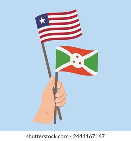 Flags of Liberia and Burundi, Hand Holding flags