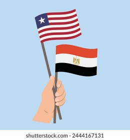 Flaggen von Liberia und Ägypten, Handfahnen