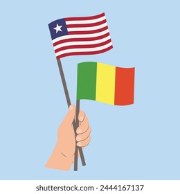 Flags of Liberia and Mali, Hand Holding flags