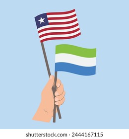 Flags of Liberia and Sierra Leone, Hand Holding flags