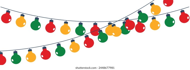 Flags and light bulbs for birthday. Festive decorations for holiday or festival. Vector  illustration. EPS 10