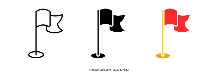 Flags line icon. Flag, competition, rivalry, mark, place, goal, path, race, performance, designation. Competition concept. Vector icon in line, black and colorful style on white background