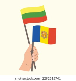 Banderas de Lituania y Andorra, Banderas de mano