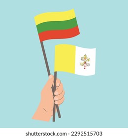Banderas de Lituania y Ciudad del Vaticano, portadoras de banderas