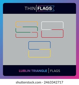 The flags of Lublin Triangle, Lithuania, Poland, Ukraine. Download Editable Thin Icons. Country, World and International Flag Icons Set. 