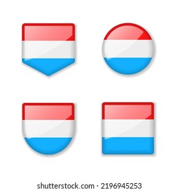 Banderas de Luxemburgo - colección brillante. Conjunto de ilustraciones vectoriales
