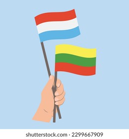 Flaggen Luxemburgs und Litauens, Händeflaggen