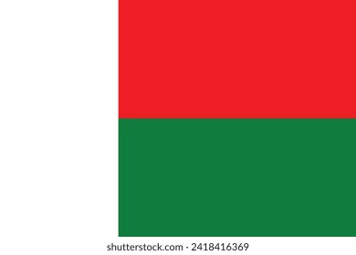 Flags of Madagascar. Flat element design. National Flag. White isolated background 