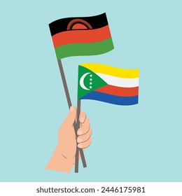 Flags of Malawi and Comoros, Hand Holding flags