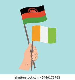 Flags of Malawi and Côte d'Ivoire, Hand Holding flags